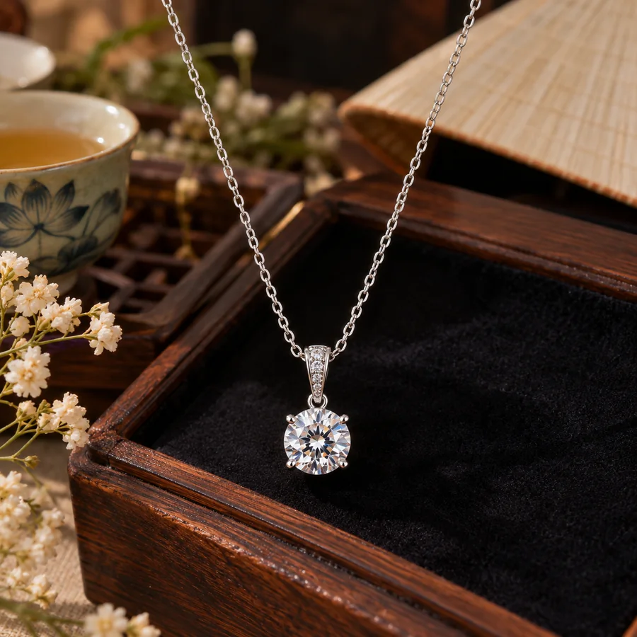 Dây chuyền bạc 925 đính đá Moissanite