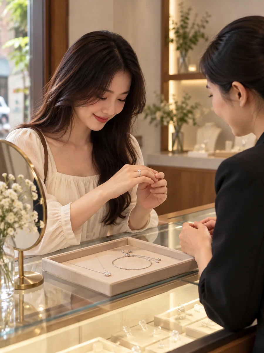 Thử Nhẫn Bạc Vừa Vặn