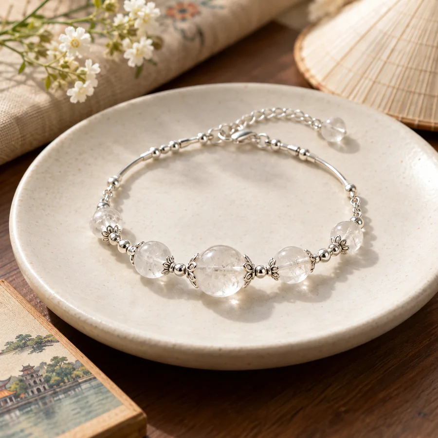 Vòng tay bạc 925 đính đá Thạch Anh